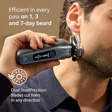 Philips Norelco Shaver i9000, Wet & Dry Electric Shaver, Taubenblau, SenseIQ Technology, Triple Lift & Cut System, 360 Rotating Dual SteelPrecision Precision Blades, Beard Styler, Model X9001/91 - Image 5
