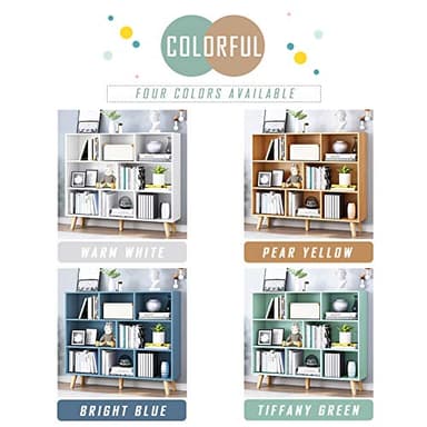 IOTXY Wooden Open Shelf Bookcase - 3-Tier Floor Standing Display Cabinet Rack with Legs, 8 Cubes Bookshelf, Warm White - Image 4