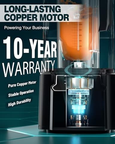 WantJoin Professional Commercial Blender With Shield Quiet Sound Enclosure 2200W Industries Strong and Quiet Professional-Grade Power, Self-Cleaning, Black - Image 2