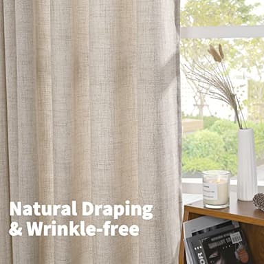YoungsTex Natural Linen Curtains 90 Inches Long for Living Room Back Tab Textured Light Filtering Window Drapes with Ring Clips for Bedroom Dining Room, 52 X 90 Inch, 2 Panels - Image 6