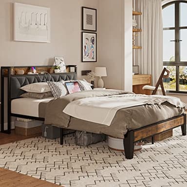 ANCTOR Full Size Bed Frame, Storage Headboard with Outlets, Easy to Install, Sturdy and Stable, No Noise, No Box Springs Needed - Perfect for a Good Night's Sleep - Image 7