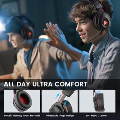 EKSA E900 Pro USB Gaming Headset for PC - Computer Headset with Detachable Noise Cancelling Mic, 7.1 Surround Sound, 50MM Driver - Headphones with Microphone for PS4/PS5, Xbox One, Laptop, Office - Image 4
