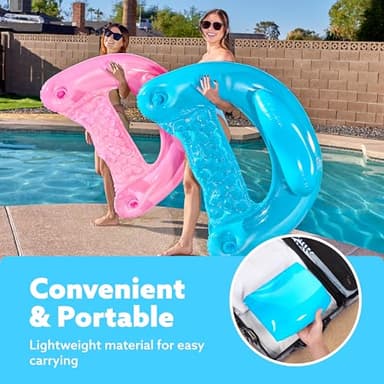 SLOOSH Inflatable Pool Floats Adult,2 Pack Pool Chairs with Cup Holders,Pure Blow up Floats Chair,Hammock Noodle Mat for Relaxing Summer Water Fun Swimming Party Beach,Blue,Pink - Image 5