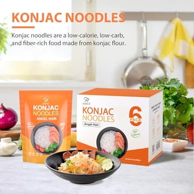 Soeos Konjac Noodles, Angel Hair Pasta, Low Calorie, Low Carb, Keto and Paleo Friendly Shirataki Noodle, Gluten-Free, Fat Free, Sugar Free, Vegan, 8.8 oz (250g)*6 Pack - Image 3