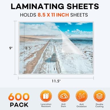 600 Pack Laminating Sheets, 3 Mil, 9 x 11.5 Inches Thermal Laminating Pouches Lamination Sheet Paper for Laminator, Clear, Letter Size, Office and School Supplies - Image 8