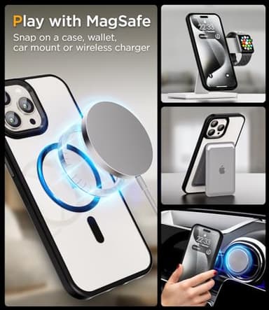 SUCGLES for iPhone 13 Pro Case with MagSafe [Ultra Strong Magnetic] [12FT Military Drop Protection] [Shockproof Bumper] Slim Thin Mag Safe Phone Cover 6.1" for Apple 13pro (Black) - Image 4