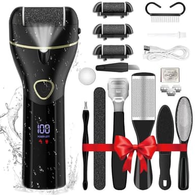 Electric Callus Remover for Feet Portable Professional Pedi Feet Care for Dead Skin Callous Remover Tool Waterproof Pedicure Foot File Kit 16 in 1 5688Black - Image 1