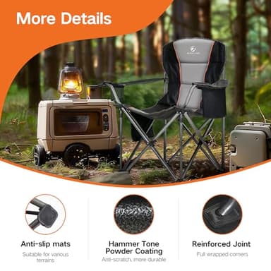 ALPHA CAMP Folding Camping Chair for Adults, Oversized Heavy Duty Lawn Chairs with Cooler Bag, Cup Holder & 600D Oxford Fabric, Folding Chairs for Outside Support 450 LBS,Outdoor Chair 2 Pack - Image 5
