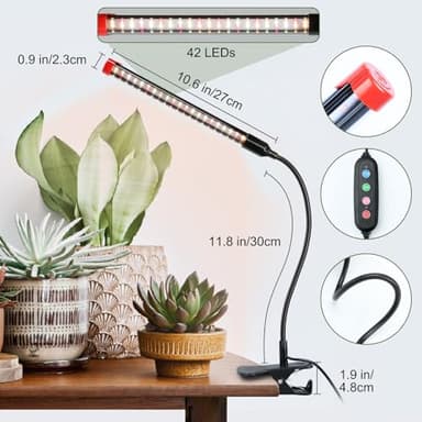 3-Pack Clip Grow Lights for Indoor Plants with Timer 4,8,12 Hr, 9W Power Home Plug, FECiDA 2025 Brightest Mini LED Grow Light for Bonsai, Pot Plants, Small Full Spectrum Plant Growing Lamps - Image 3