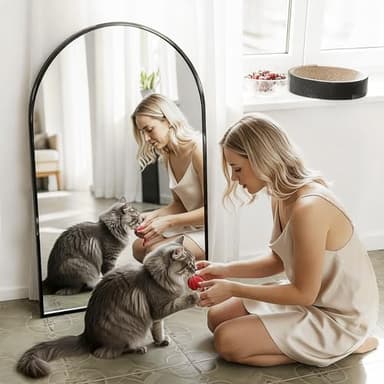 PUZONJIG Arched Wall Mirror 24"X36", Black Bathroom Vanity Mirrors for Over Sink, Modern Farmhouse Mirror Wall Mounted, Curved Arch Design for Bedroom, Living Room & Home Decor - Image 2