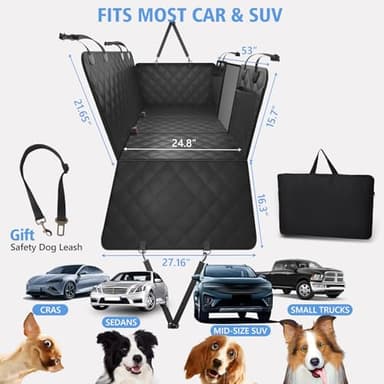Back Seat Extender for Dogs, Dog Car Seat Cover for Back Seat Supports 420lbs, Hard Bottom Backseat Extender for Dogs, Waterproof Dog Hammock for Car, SUV, Truck Black - Image 5