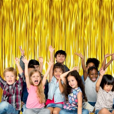GOER 3.2 ft x 9.8 ft Metallic Tinsel Foil Fringe Curtains Party Photo Backdrop Party Streamers for Birthday,Graduation,New Year Eve Decorations Wedding Decor (1 Pack, Gold) - Image 4