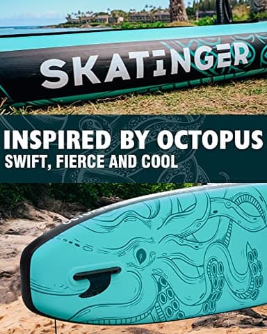 Skatinger 11'x34'' Extra Wide Inflatable Paddle Board, Up to 420lbs Stand-up Paddle Boards for Adults, Stable SUP for 2 People/Family, 3-PCS Paddle, Shoulder Strap, US Fin - Image 5