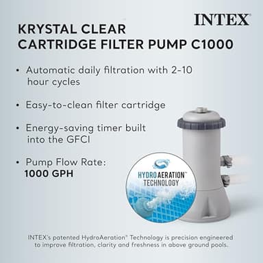 Intex 26723EH Prism Frame Premium Above Ground Swimming Pool Set: 15ft x 42in – Includes 1000 GPH Cartridge Filter Pump – Removable Ladder – Pool Cover – Ground Cloth - Image 4