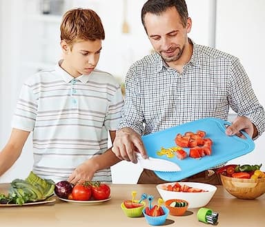 Kids Knives Set for Real Cooking - Toddler Knife Set with Cutting Board, Kids Safe Knife, Peeler, Plastic Potato Slicers, Fruit Cutters and Fork Picks for Kitchen - Image 7