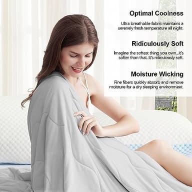 EASELAND Cooling Comforter King, Cold Touch Fabric Absorbs Body Heat, Double-Sided Cool Design Soft Fluffy Cooling Blanket for Night Sweats Hot Sleeper (Grey, King(108"x90")) - Image 5