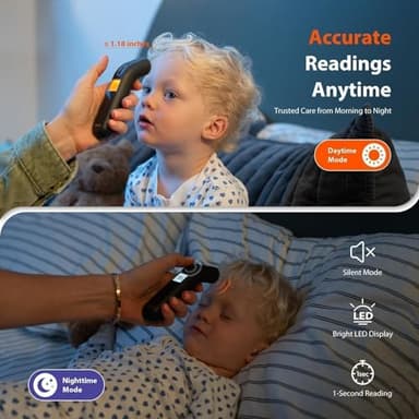 iHealth Touchless Thermometer for Adults and Kids, Color-Coded Alert & Silent Mode, 1-Second Accurate Fever Check, Portable for Home, Travel Use - PT2L Black - Image 4