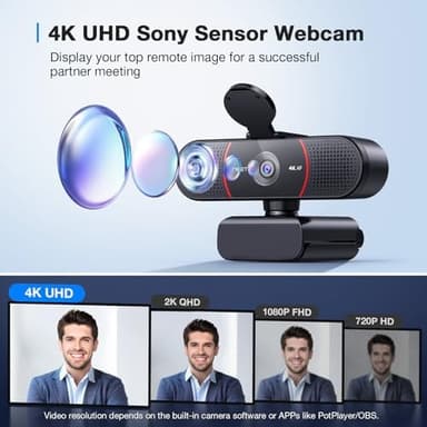 EMEET C960 4K Webcam for PC, 4K UHD Sony Sensor, PDAF Auto Focus, Dual AI Noise-Cancelling Mics, Auto Light Correction, 73° FOV, Plug&Play Webcam w/Privacy Cover, Works w/Zoom/Teams/Skype/Google Meet - Image 4