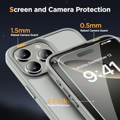 Miracase Magnetic Series for iPhone 16 Pro Case [Compatible with MagSafe] [with 2X Screen Protectors] Military-Grade Protection, Anti-Fingerprint, Slim Phone Case for 16 Pro 6.3 inch - Gray - Image 6