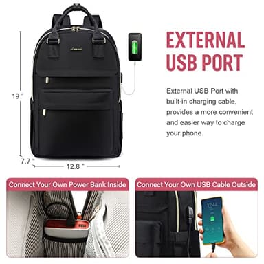 LOVEVOOK Laptop Backpack for Women, 17.3 Inch Laptop Bag with USB Port Fashion Waterproof Backpacks Teacher Nurse Stylish Travel Bags Vintage Daypacks Bookbag for College School Work - Image 5