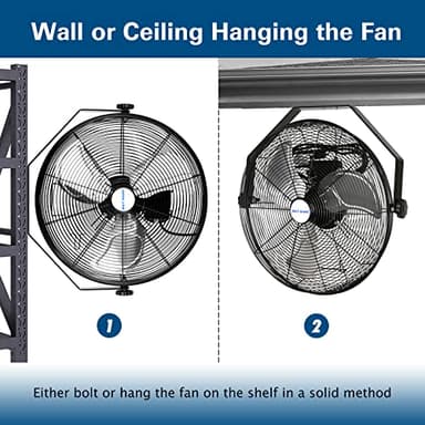 BILT HARD 18 inch Industrial Wall Fan, 4300 CFM, 3-Speeds High Velocity Wall Mount Fan with Sealed Motor, Heavy Duty Metal Barn Fans, 2 Pack - Image 6