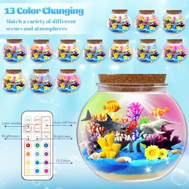 Ocean Light Up Terrarium Kit for Kids - LED Night Light Ocean Birthday Gift for Girls & Boys Ages 4 5 6 7 8-12, Kids Arts & Crafts Kit - Image 3