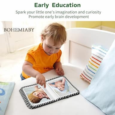 BOHEMIABY Baby Photo Album, My First Family Photo Album for Baby Holds 17 4 x 6" Pictures, Rainbow Toddler Photo Album with Safety Mirror, Soft Baby Books - Image 2