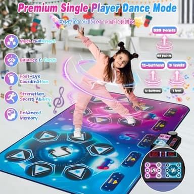maysida Dance Mat Toy Gift for Kids ages 3-12, Dancing Music Playmat with 12 Key, Large Size (59*38 in), Double User Challenge Game Christmas Birthday Gift for Girls Boys 5 6 7 8 9 10 11 12 Year Old - Image 4
