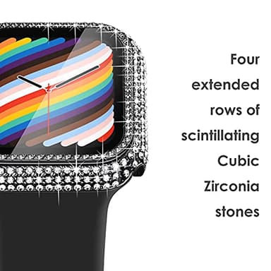 Surace Compatible with Apple Watch Case 38mm with Screen Protector for Apple Watch Series 6/5/4/3/2/1, Bling Case 300 Crystal Diamond Tempered Glass Protective Cover for 38mm 40mm 42mm 44mm, Black - Image 4