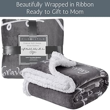 FILO ESTILO Mom Gifts for Birthday, Mothers Day Throw Blanket from Daughter or Son, Thoughtful, Unique, Quality Presents to Say Love You, 60x50 Inches (Gray, Sherpa) - Image 9