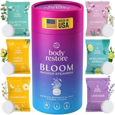 Body Restore Shower Steamers Aromatherapy 6 Pack – Valentines Day Gifts for Her and Him, Birthday Gifts for Women and Men, Relaxation, Stress Relief, Self Care – Bloom - Image 2