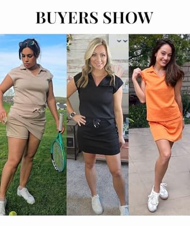 Casly Lamiit 2 Piece Skort Set for Women Summer Tennis Outfits Athletic Short Skirt Dress Cap Sleeve Tops Matching Causal Lounge Sweatsuits Black S - Image 7