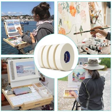 KIWIHUB 4 Packs Artist Tape for Watercolor Paper - White Masking Artists Tape for Drafting, Art Painting and All Paper Media - Acid Free 0.6inch Wide 592FT Long Total - Image 6