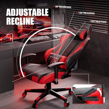 GTRACING Gaming Chair Racing Office Computer Ergonomic Video Game Chair Backrest and Seat Height Adjustable Swivel Recliner with Headrest and Lumbar Pillow Esports Chair (Red) - Image 8