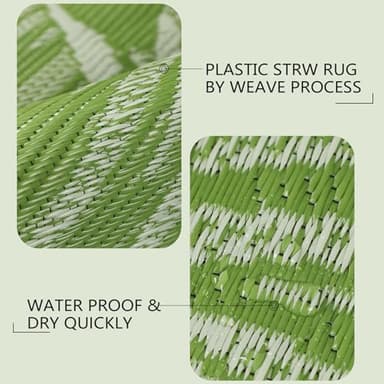 famibay 6x9 Outdoor Rug Waterproof Patio Rug Tropical Outdoor Plastic Straw Rug All Weather RV Rugs for Outside Camping Rugs Lightweight Portable Outdoor Carpet Mats for Patio Deck RV Camper - Image 2
