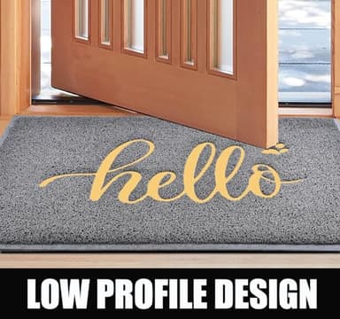 T.HENV Welcome Mat, Waterproof All-Season Doormat, All-Weather Quick Drying & Low Profile Design, Durable Front Door Mat for Outdoor Indoor Use, Patio Porch Entryway, 36x24, Grey-Gold - Image 4