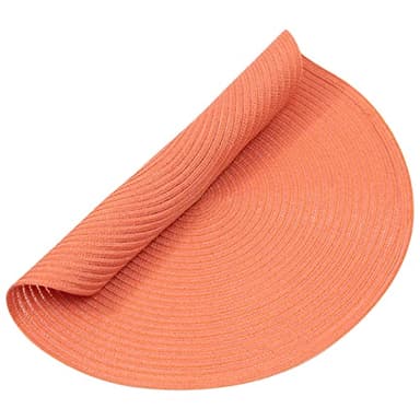 SHACOS Round Braided Placemats Set of 6 Washable Cotton Polyester Round Placemats for Kitchen Table 15 inch Round Table Mats (Coral, 6) - Image 6