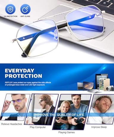 ANYLUV Blue Light Glasses Men/Women, Blue Light Blocking Glasses, Computer Screen Blocker Eyes Protection Glasses - Image 7