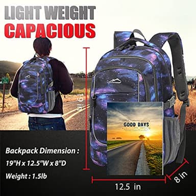 ProEtrade Backpack Bookbag for College Travel Business Hiking Fit Laptop Up to 15.6 Inch (Galaxy C) - Image 6
