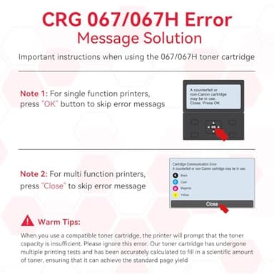 LEMERO 067H Toner Compatible for Canon 067H Toner Cartridges Set Work for Canon MF656Cdw Toner for Canon 067 MF654Cdw MF653Cdw LBP632Cdw Printer, Black Cyan Yellow Magenta 4-Pack of 067h Toner - Image 5