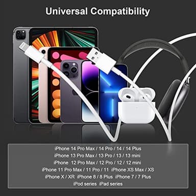 2pack 10ft iPhone Charger, [Apple MFi Certified] Long iPhone Charger Cord 10 ft, Apple Lightning to USB Cable, 10 Foot Fast Charging Cords for iPhone Charger 14/13/12/11/13 Pro/13 Max/X/XS/XR/XS - Image 6