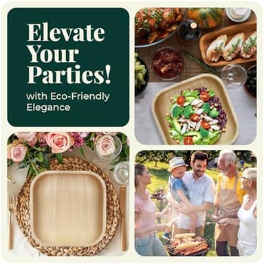 KoalaLove Palm Leaf Plates Bamboo Plates Disposable Square 8 inch 100 Bulk Party Pack Elegant Sturdy Design Better Than Paper and Plastic (KoalaLove-PLP-8IN-100-Plates) - Image 4