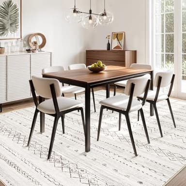 Large Living Room Area Rug 10x14: Soft Machine Washable Boho Moroccan Farmhouse Rugs for Bedroom Under Dining Table - Non-Slip Neutral Morden Indoor Floor Rug Carpet for Home Office Decor - Brown - Image 8