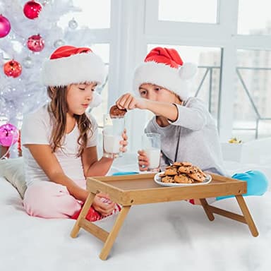 Artmeer Bed Tray Table with Folding Legs,Bamboo Breakfast in Bed for TV Table, Laptop Computer Tray,Eating,Snack Tray(Bamboo) - Image 2