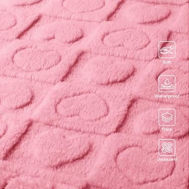 Luciphia Waterproof Dog Blanket for Medium Large Dogs Washable Bed Couch Protector Soft Fluffy 3D Heart Jacquard Pet Blanket with Sherpa Fleece Cozy Calming Throw Blankets, Pink 65x57 inch - Image 8