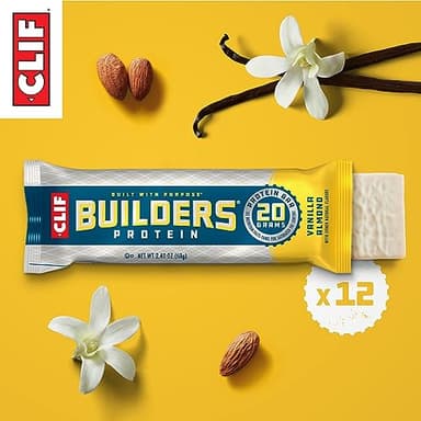 CLIF BUILDERS Protein Bars - Vanilla Almond Flavor - 20g Plant Based Protein - Gluten Free - Non-GMO - Low Glycemic - No Artificial Sweeteners - 2.4 oz. (12 Pack) - Image 2