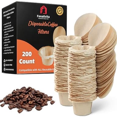 200 Count Fanativita K Cup Filters Disposable with Genius Lid Design, Fit All Reusable K Cups for Keurig (Unbleached) - Image 1