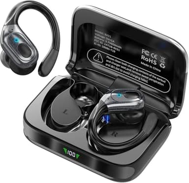 sajawass Wireless Bluetooth Earbuds, 75Hrs Playback, LED Display Charging Case, Ear Hooks, IPX7 Waterproof, Over-Ear Design - Image 1