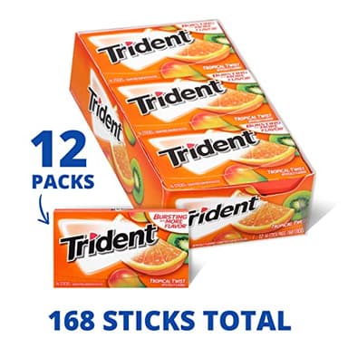 Trident Tropical Twist Sugar-Free Chewing Gum, 14 Count (Pack of 12) (168 Total Pieces) - Image 4