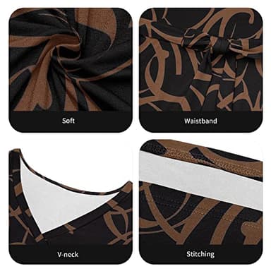 FANDEE Plus Size Maxi Dress for Women - Casual Summer Sundress V-Neck 3/4 Sleeve Brown Corrugated M - Image 4